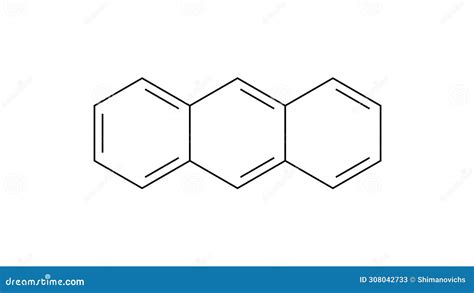 Molécula De Antraceno Modelo De Balandstick De Fórmula Química