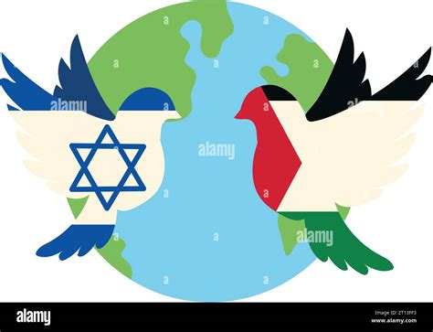 Israel And Palestine Flags In Doves Design Stock Vector Image Art Alamy