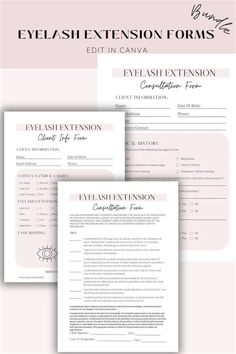 Eyelash Extensions Form Bundle Client Consent Forms Client Intake