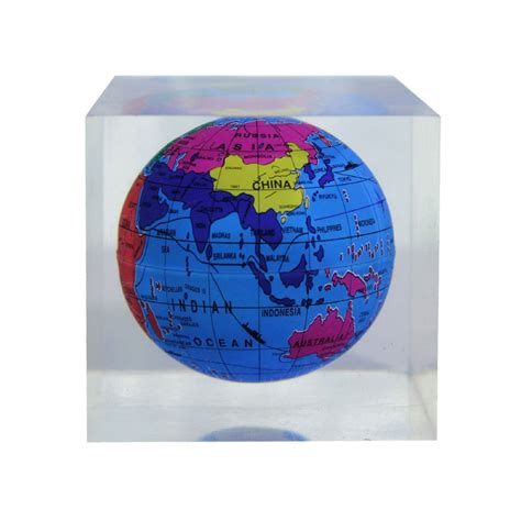 Justkraft Acrylic World Globe Square Paper Weight 2x2 Inch