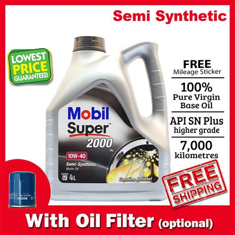 Mobil Super 2000 10w40 10w 40 Sn Plus Semi Synthetic Engine Oil 4l