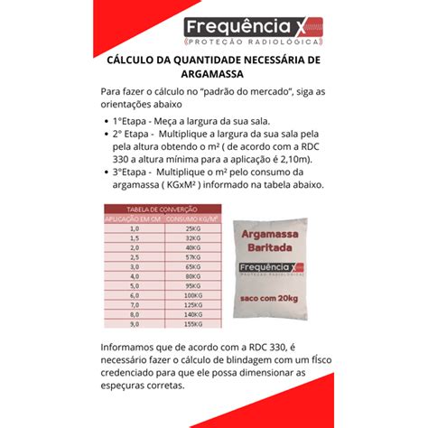 Quantos Metros Faz Um Saco De Argamassa - ARGAMASSA BARITADA PARA SALA DE RAIO X, LOTE C/ 15 SACOS | Frequência X