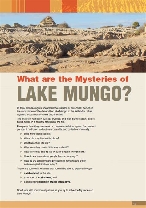 What Are The Mysteries Of Lake Mungo Year 7 Australian History Mysteries