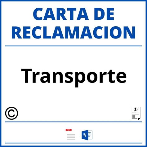 Modelo Carta Reclamacion Transporte Pdf Word