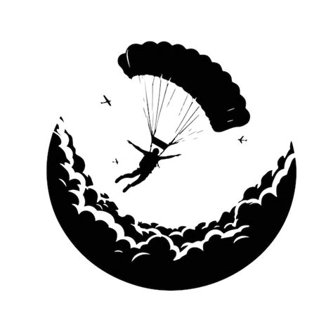 Premium Vector Skydiver Silhouette Parachuting Vector Illustration