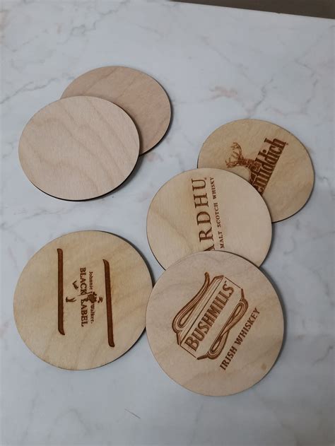 Coaster Set Set Of 6 Coasters Round Wood Mdf Coasters Etsy