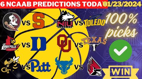 6 College Basketball Picks Today 1 23 24 Cbb Picks Ncaab Betting Picks