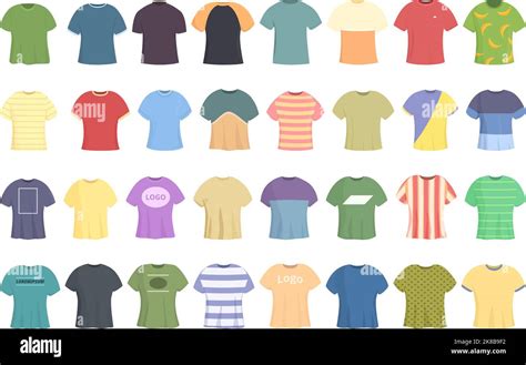 T Shirt Icons Set Cartoon Vector Clothes Template Design Front Stock