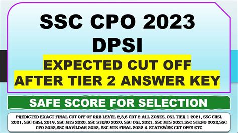 Ssc CPO 2023 DPSI Expected Safe Score After Answer Key YouTube