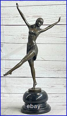 Signée Bronze Style Art Nouveau Deco Chiparus Statue Figurine Sculpture