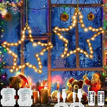 LED Sterne Weihnachtsbeleuchtung 2Pcs Leuchtstern Weihnachten Led Stern