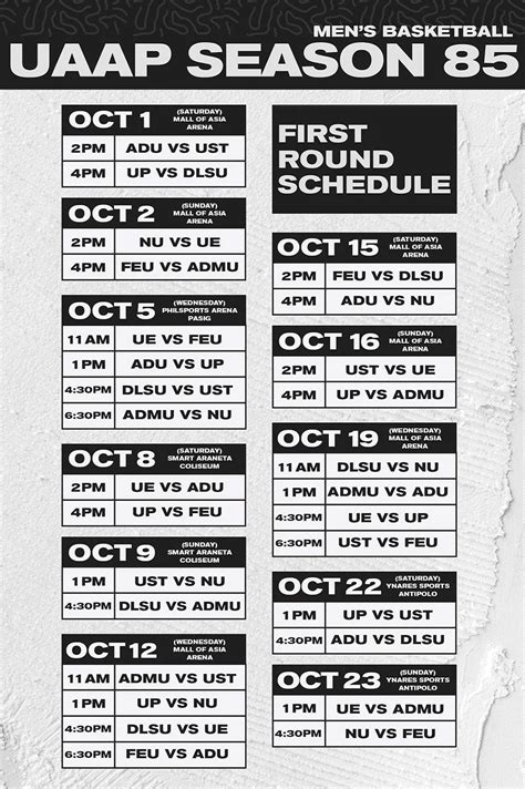 SCHEDULE: UAAP Season 85 men's basketball first round | Inquirer Sports