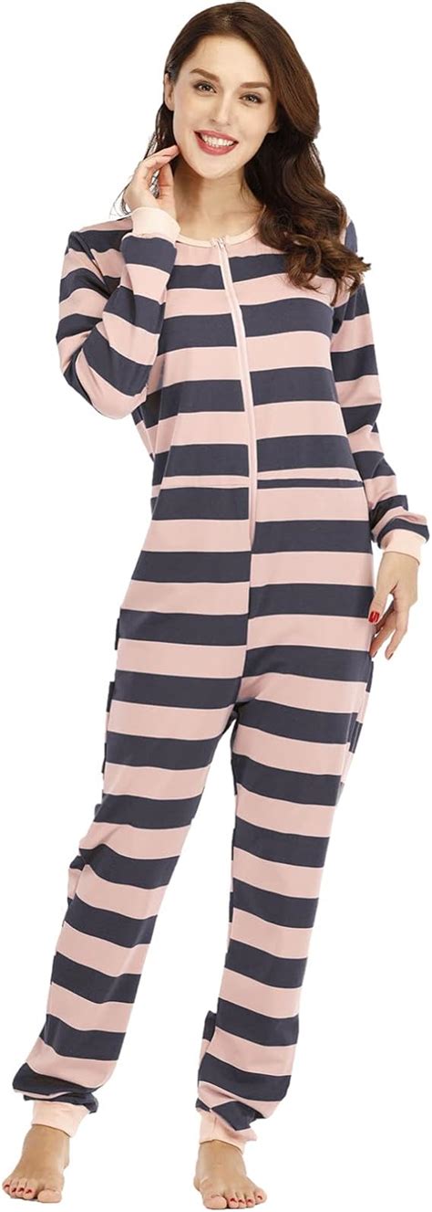 Fannyfuny Schlafoverall Damen Schlanker Weihnachts Langarm Pyjama Bunt