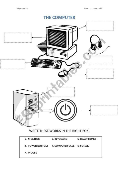 the computer worksheet with instructions