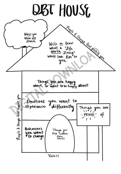 Dbt House Worksheet With Instruction Page Etsy Dbt Worksheets