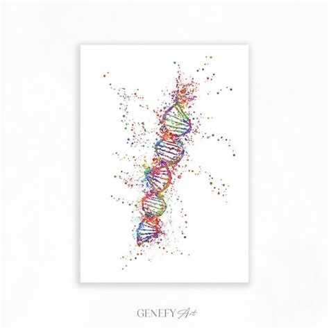 Dna Watercolor Art Print Dna Molecule Art Medical Art Etsy