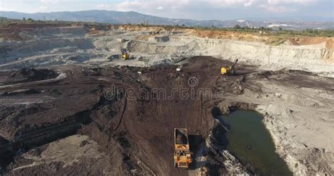 Open Pit Mining of Construction Sand Stone Materials with Excavators ...