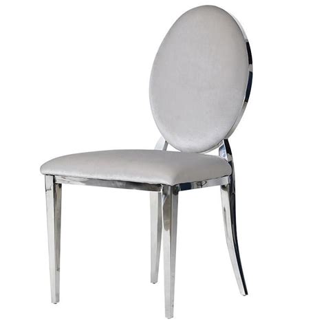 Silver Dining Chair In Light Grey Velvet Round Back Dining Chairs