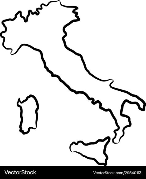 Italy Map From Contour Black Brush Lines Vector Image