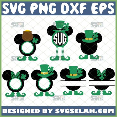 Mickey Mouse St Patricks Day Split Monogram Svg Bundle File For Cricut