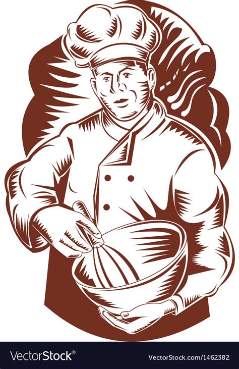 Chef Cook Baker Holding Mixing Bowl Royalty Free Vector