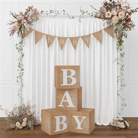 Amazon RUBFAC Baby Boxes With Letters For Baby Shower 4pcs Rustic