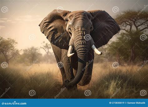 A Majestic And Regal African Elephant Walking Through The Savanna