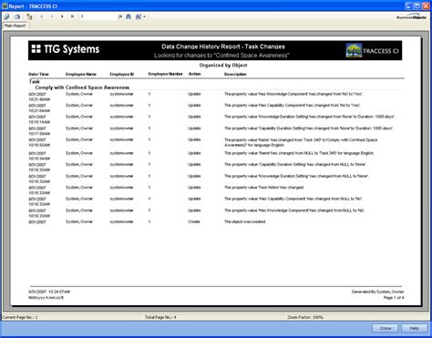 Dialogs Data Change History Report Template Wizard