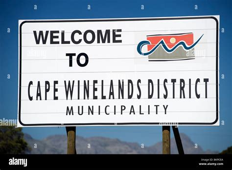 Welcome To Cape Winelands District Municipality Sign Western Cape