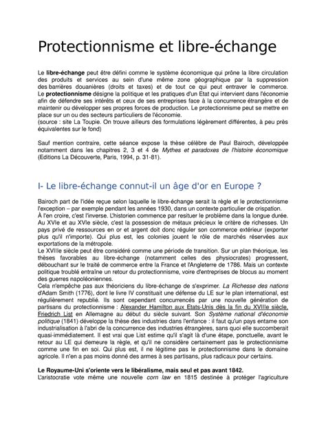 Protectionnisme Et Libre Protectionnisme Et Libre Change Le Libre