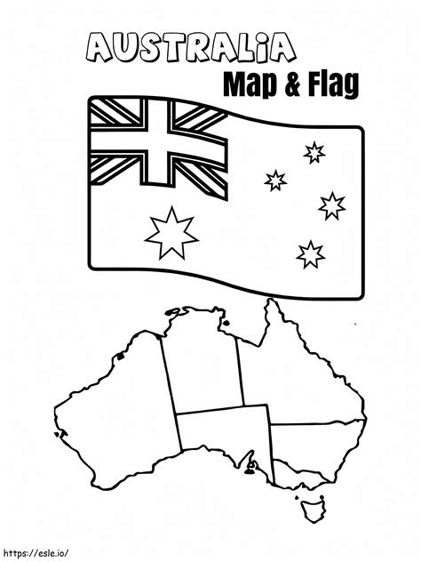 Australia Flag And Map Coloring Page