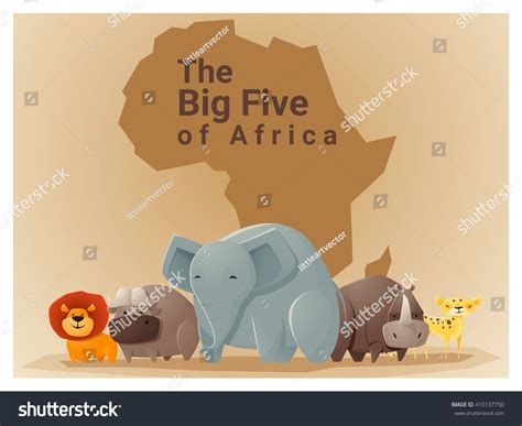 Wild African Animal Background Big Fivevector Royalty Free Stock