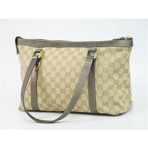 本物 グッチ Gucci アビー Ggキャンバス トートバッグ ハンドバッグ ベージュ 141470 2100010000095678