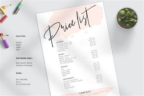 Price List Template Marketing Templates Creative Market