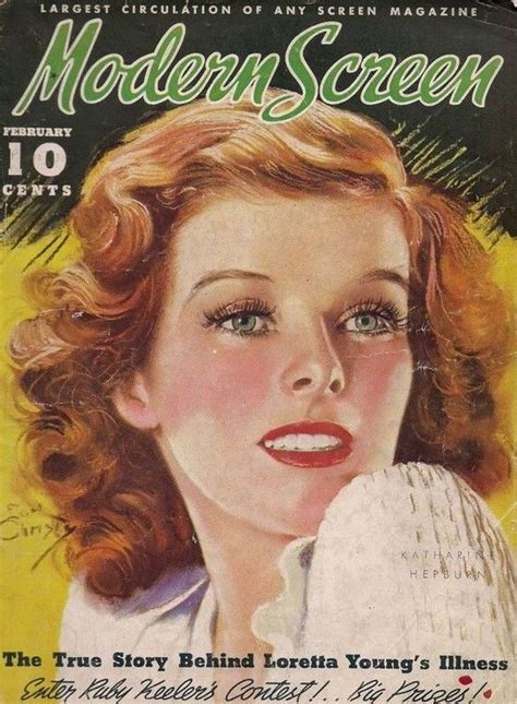 Katharine Hepburn On The Cover Of Modern Screen Magazine Usa February 1936 Illustration By