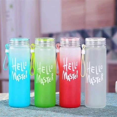 Jual BOTOL AIR KACA HELLO MASTER 500ML HALO SOUVENIR Di Seller Shuma