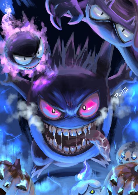 Gengar Gastly Litwick And Haunter Pokemon Drawn By Penta Oekaki