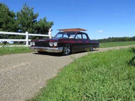 1963 Chevy Belair Rat Rod Slammed Lowrider Bagged Air Ride Hot Rod Nice Patina For Sale