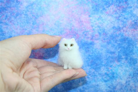 Miniature Dollhouse Cat Miniature Needle Felted Cat White Etsy