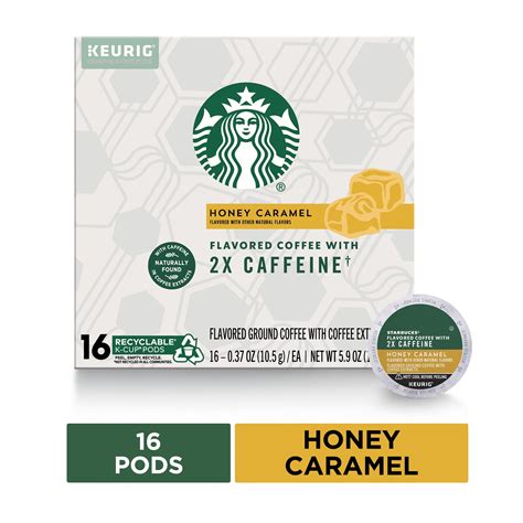 Starbucks Flavored K Cup Coffee Pods With 2X Caffeine Honey Caramel