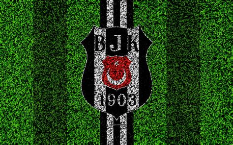 Besiktas JK Football Lawn Logo Grass Texture Besiktas Emblem Black