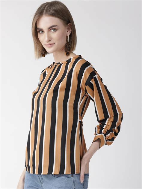 Style Quotientwomen Grey And Black Striped Top Stylequotient