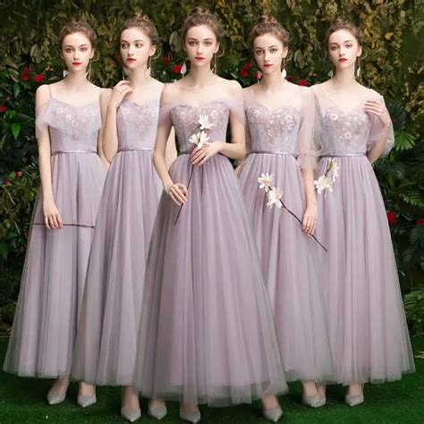 Affordable Lavender Bridesmaid Dresses 2019 A Line Princess Appliques