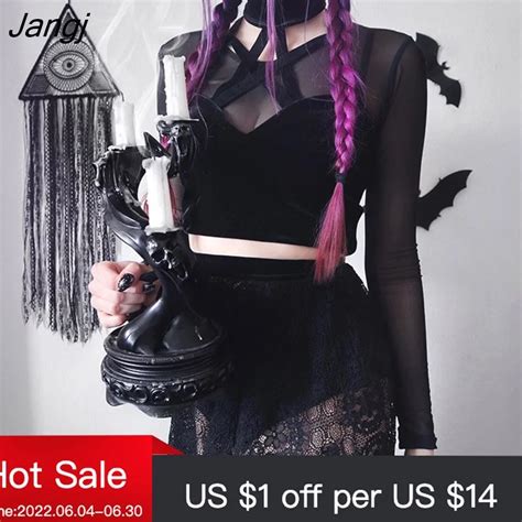 Jangj Y2K Mall Goth Crop Tops Black Lace Trim Emo Alternative Aesthetic