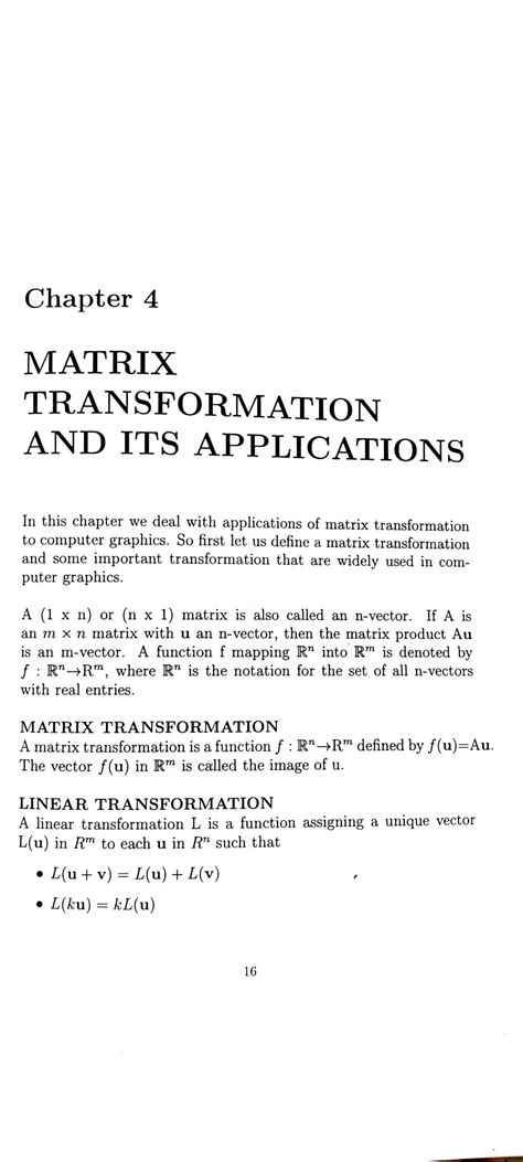 SOLUTION Matrix Transformation And Its Applications Studypool