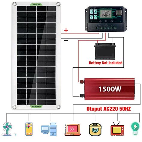 60A 100a Solar Panel Power System Kit 220v 1000w Inverter 12v 18v