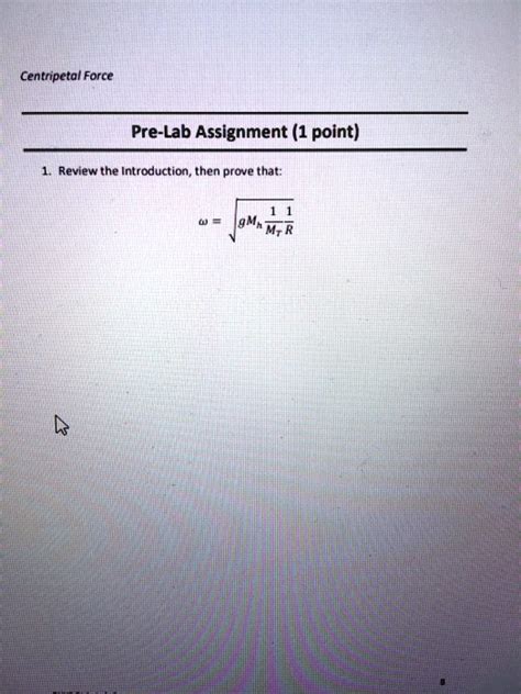 Solved Centripetal Force Pre Lab Assignment Point Review The