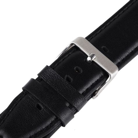 Mm Black Genuine Leather Watch Band Strap Fits Pebble Smart Watch