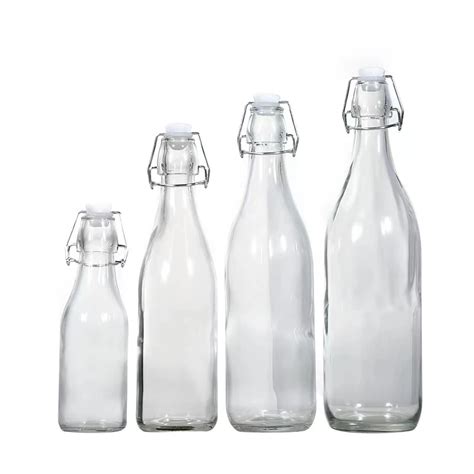 750ml 1000ml Classic Unique Easy Flip Lid Clear Drink Beer Wine Water Bottles Glass Swing Top