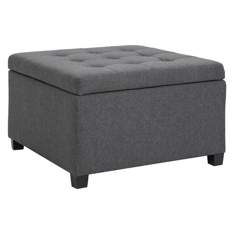 Homcom Fabric Tufted Storage Ottoman With Flip Top Seat Lid Metal